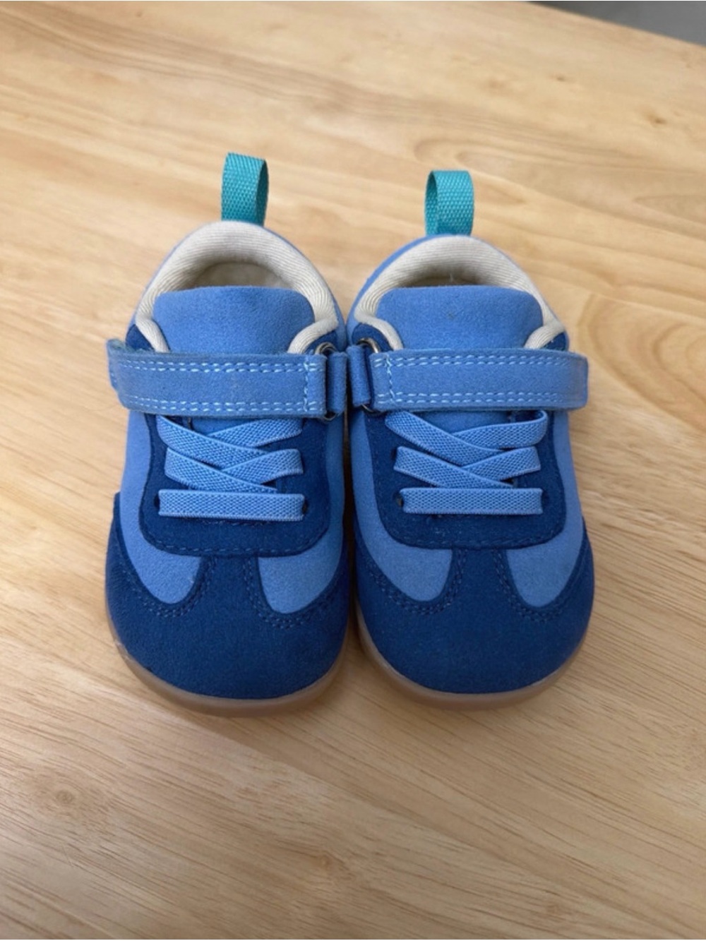 Ten Little Retro Blue Hook-and-Loop Athletic Shoes